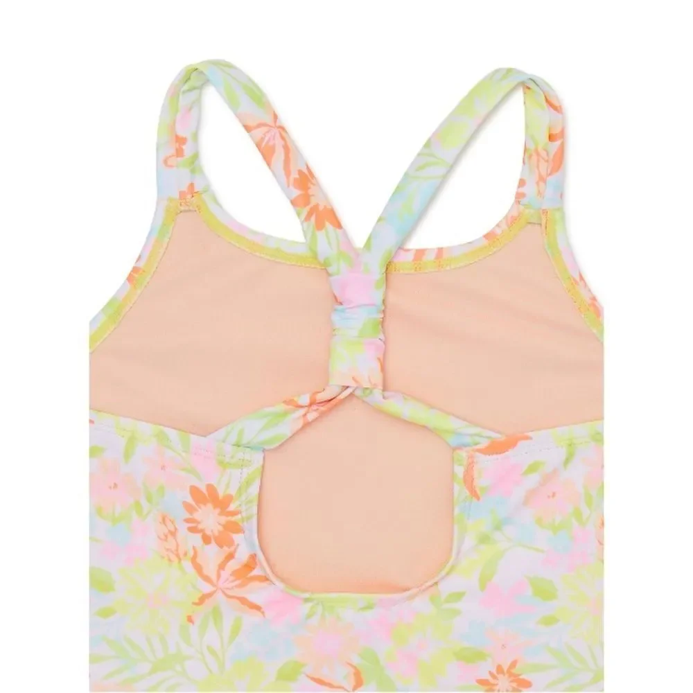 Girls Yellow Floral & Hibiscus Bathing Suit Swimsuit 1-Piece 2-Pack Size XS 4/5